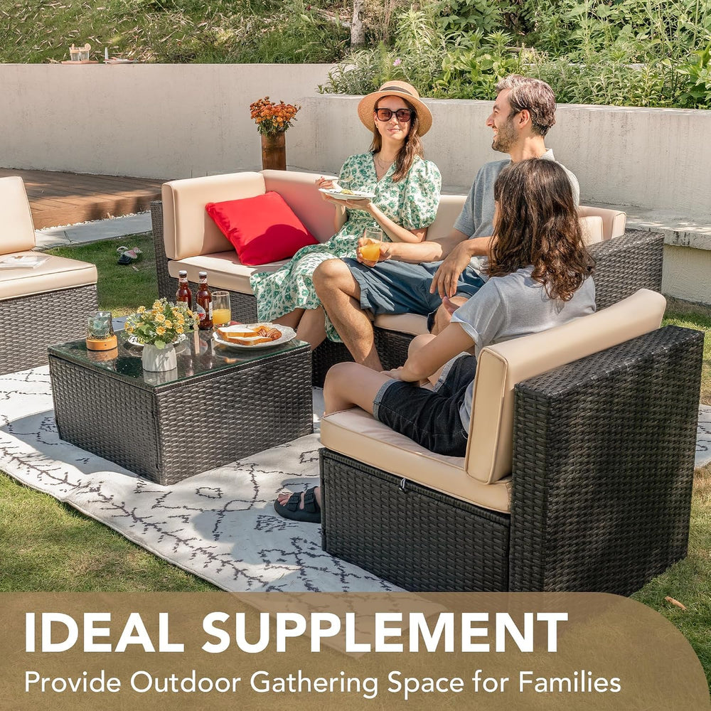 Devoko 5 Pieces Patio Furniture Sets Outdoor Sectional Patio Sofa