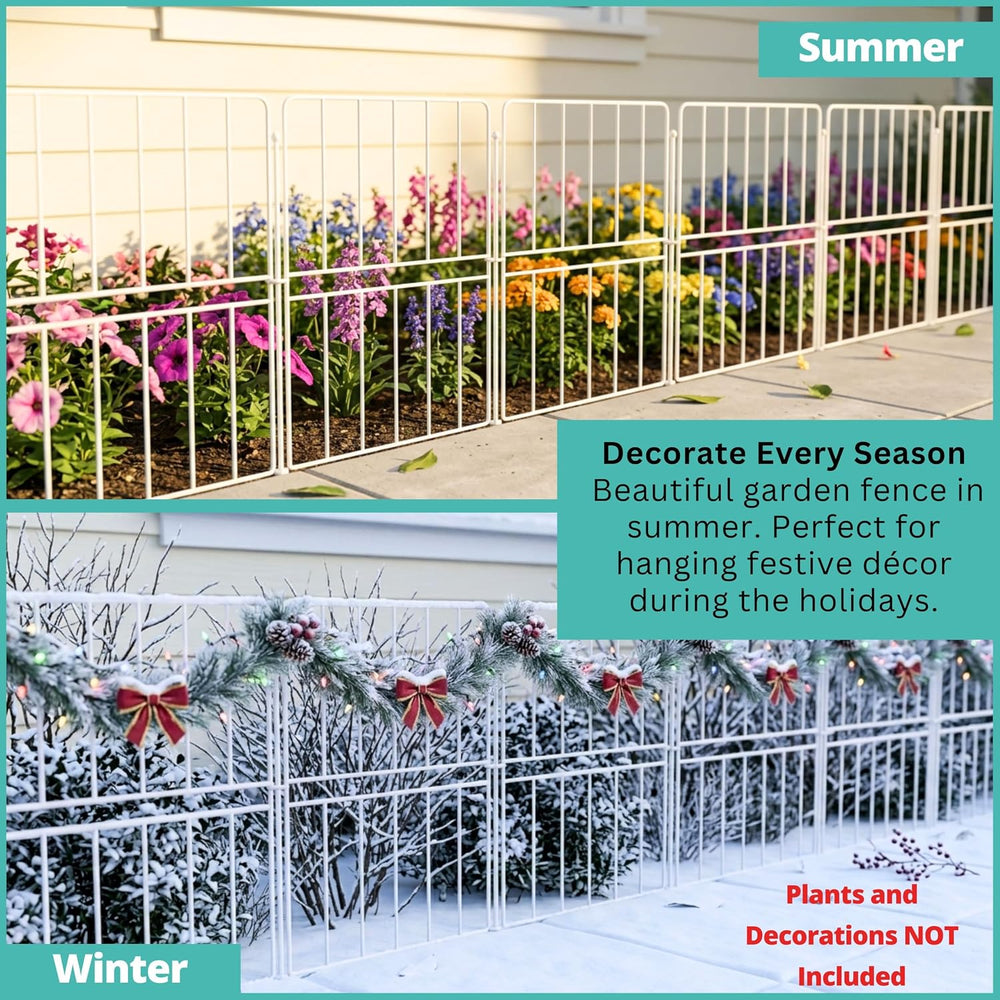 ShopLaLa Decorative Fence (20 Panels) 12.5in(L) x 16.5in(H) Rustproof White M...