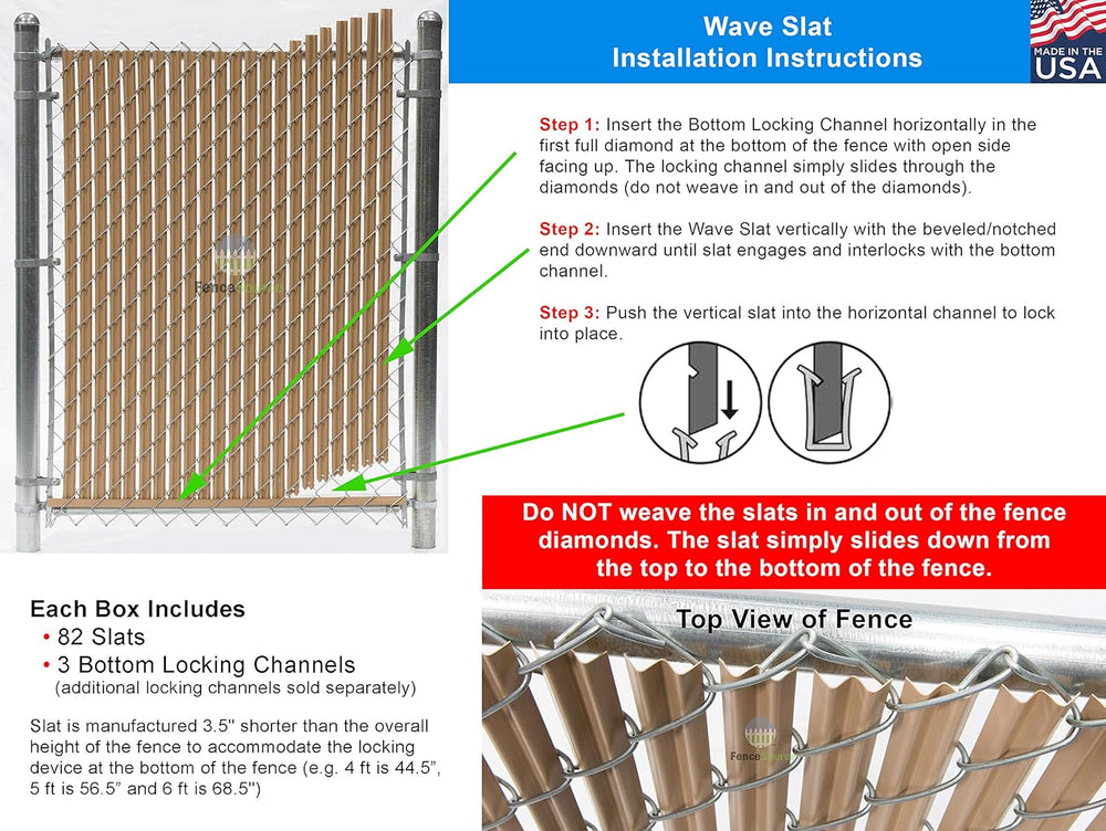 White Wave Slat (9 Colors Available) Single Wall Bottom Locking Privacy Slat ...