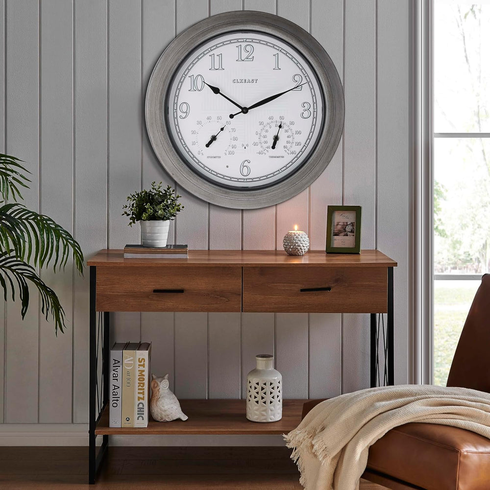 CLXEAST 18" Illuminated Outdoor Atomic Wall Clock Waterproof