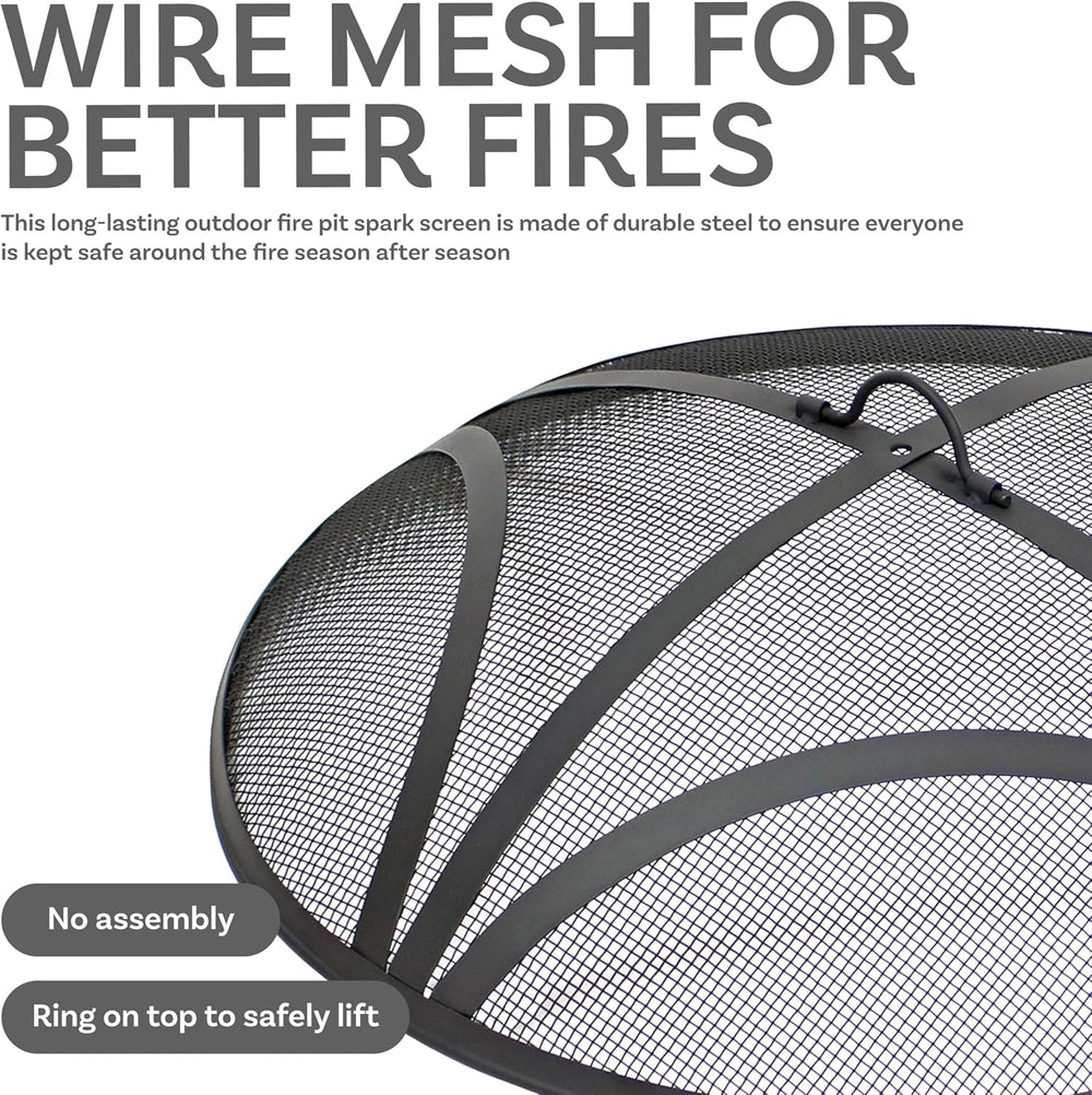 Sunnydaze Outdoor Round Fire Pit Screen, Reinforced Steel Mesh, 36-Inch