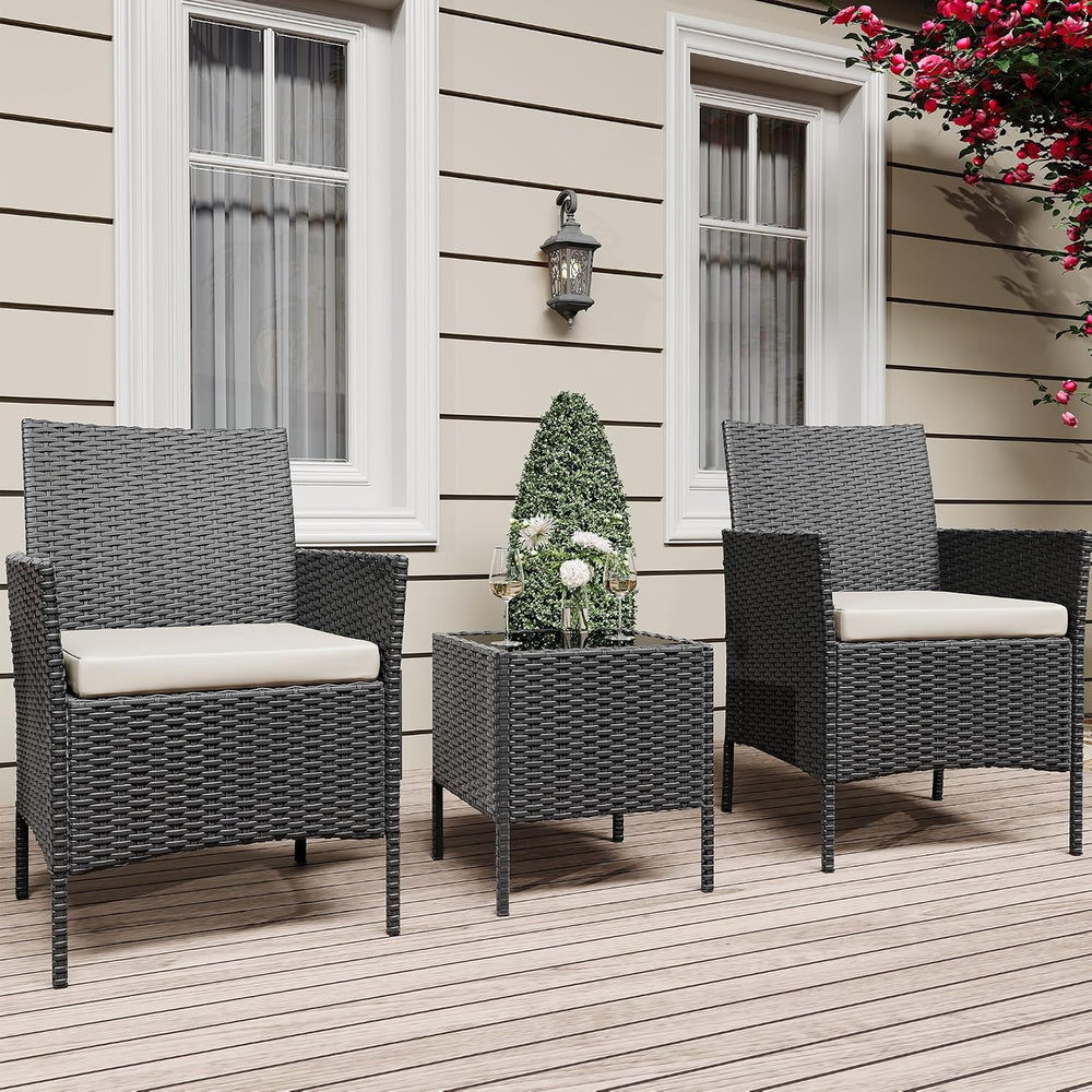 GarveeLife 3 Piece Patio Furniture Set, Rattan Outdoor Furniture with 2 Chair...
