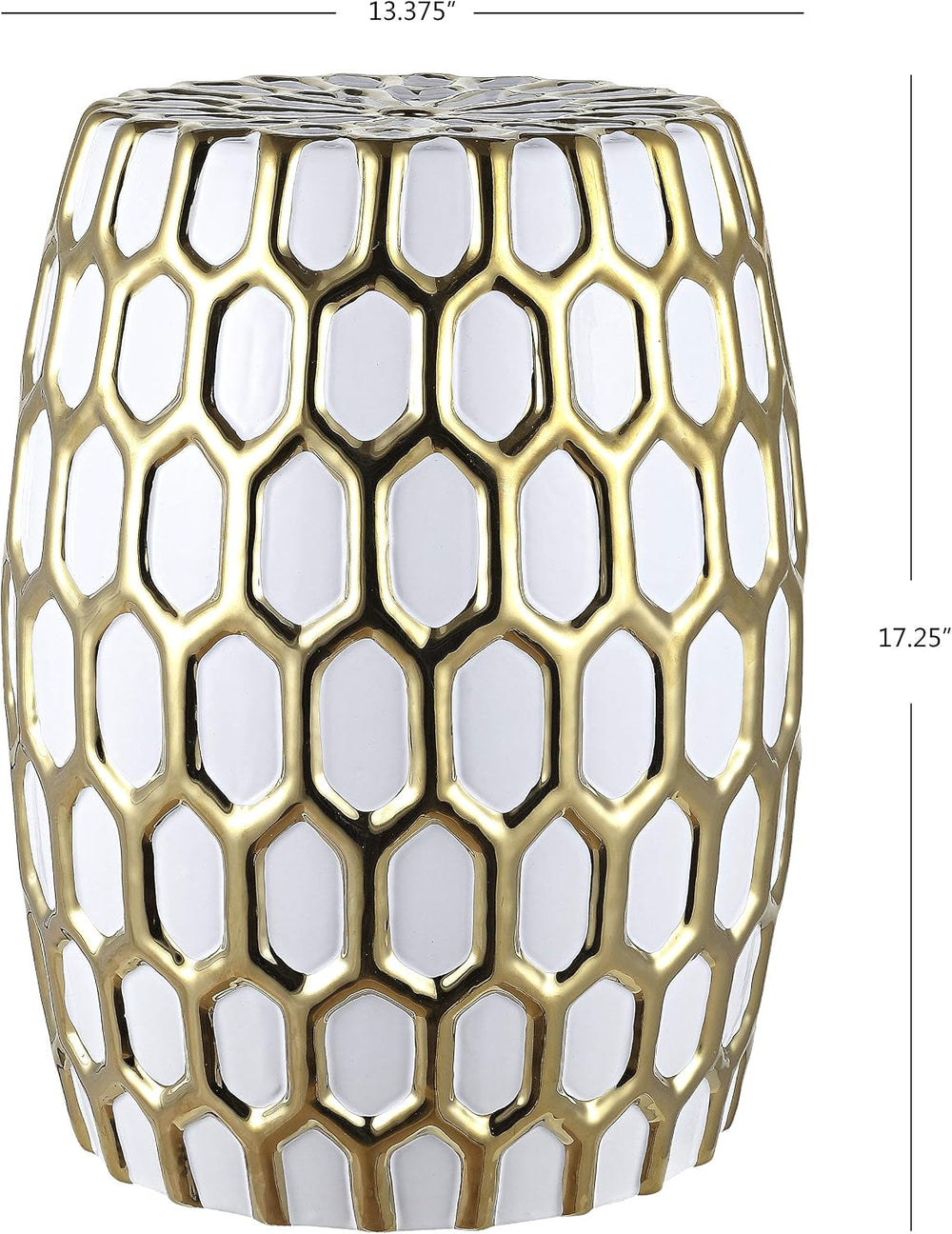 SAFAVIEH Outdoor Collection Laili Golda and White Ceramic Garden Stool