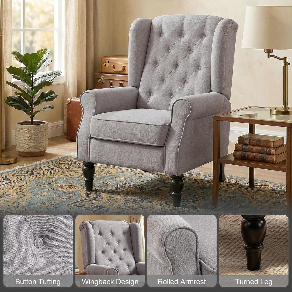HOMCOM Mid-Century Modern Accent Chair, High Wingback Armchair, Gray