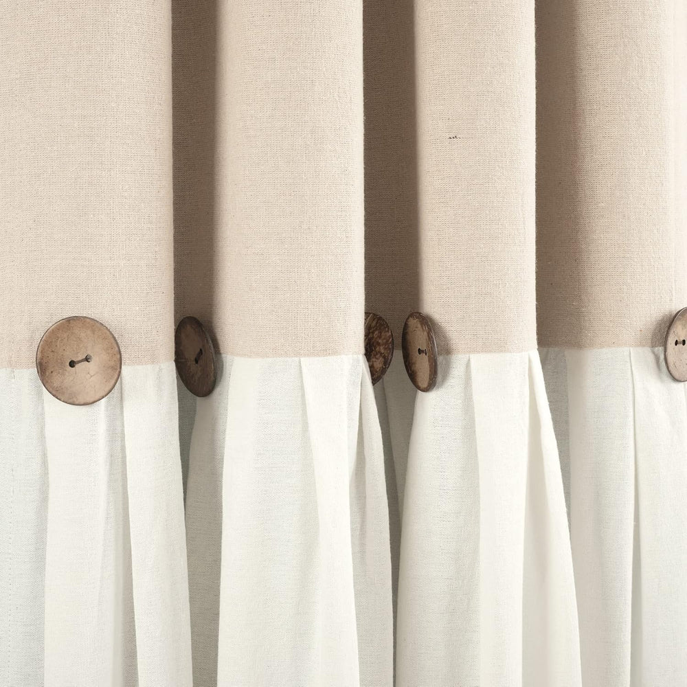 Lush Decor Linen Button Window Curtain Panel, Single, 40" W x 84" L...