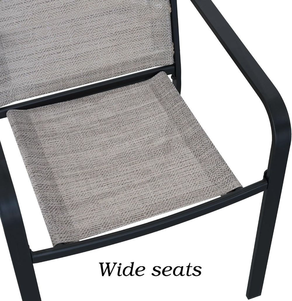 Anmutig Outdoor Bistro Set for 2, Stackable Chairs & Square Table, Beige