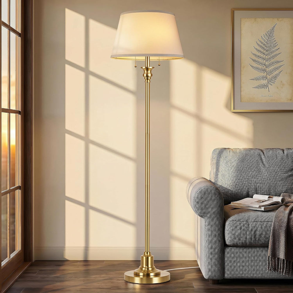 2-Light Floor Lamp for living room, 66.5'' Rustic Farmhouse Pole Lamp...