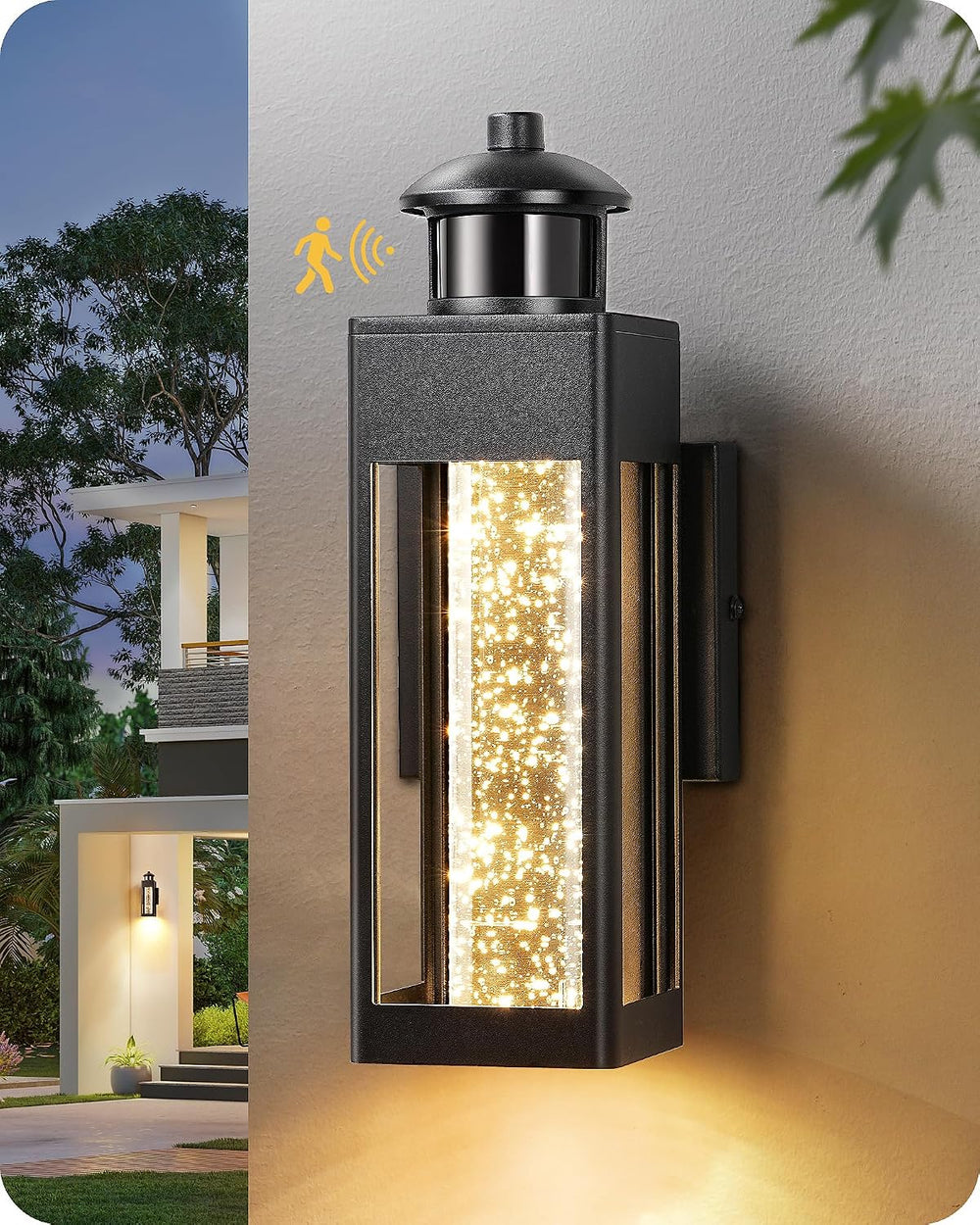 EDISHINE Motion Sensor Dusk to Dawn Outdoor Wall Lights, LED Porch Lights