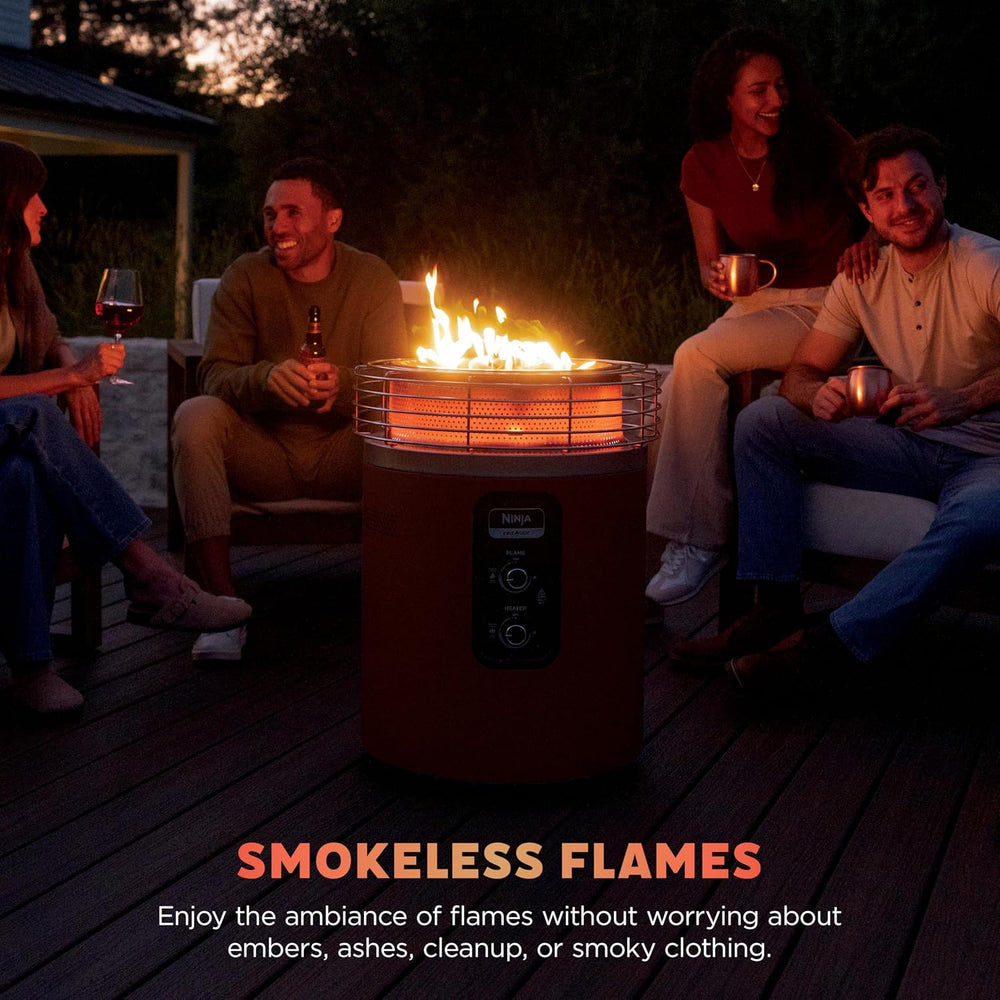 Ninja Fireside360 Fire Pit/Heater, 80,000 BTU, 3 Modes, Push Start, Maroon