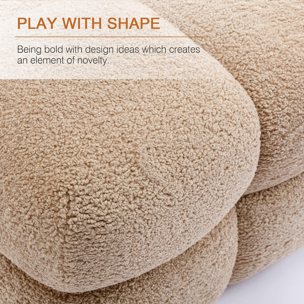 Zesthouse Square Pouf Ottoman Footstool, Modern Vanity Chair for Bedroom