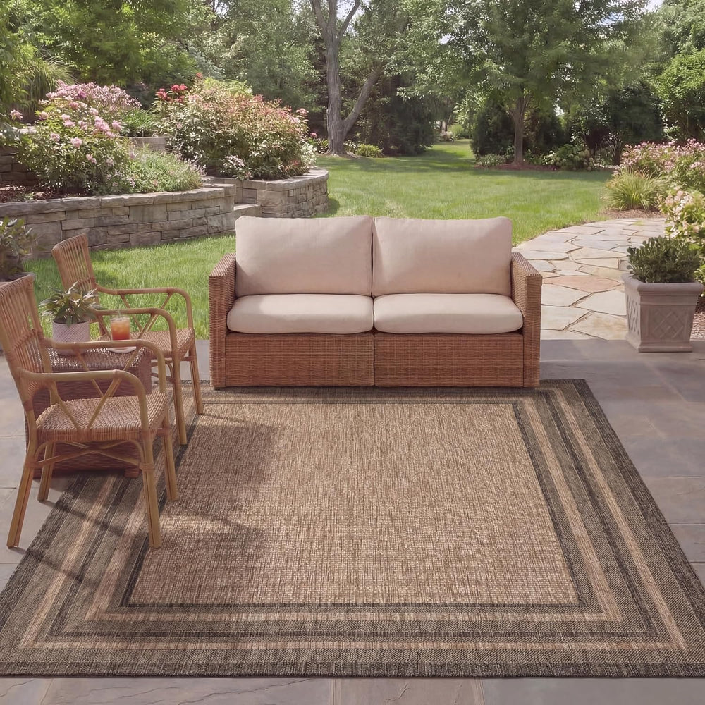 SAFAVIEH Courtyard Collection 9' x 12' Natural / Black CY8475 Indoor/...