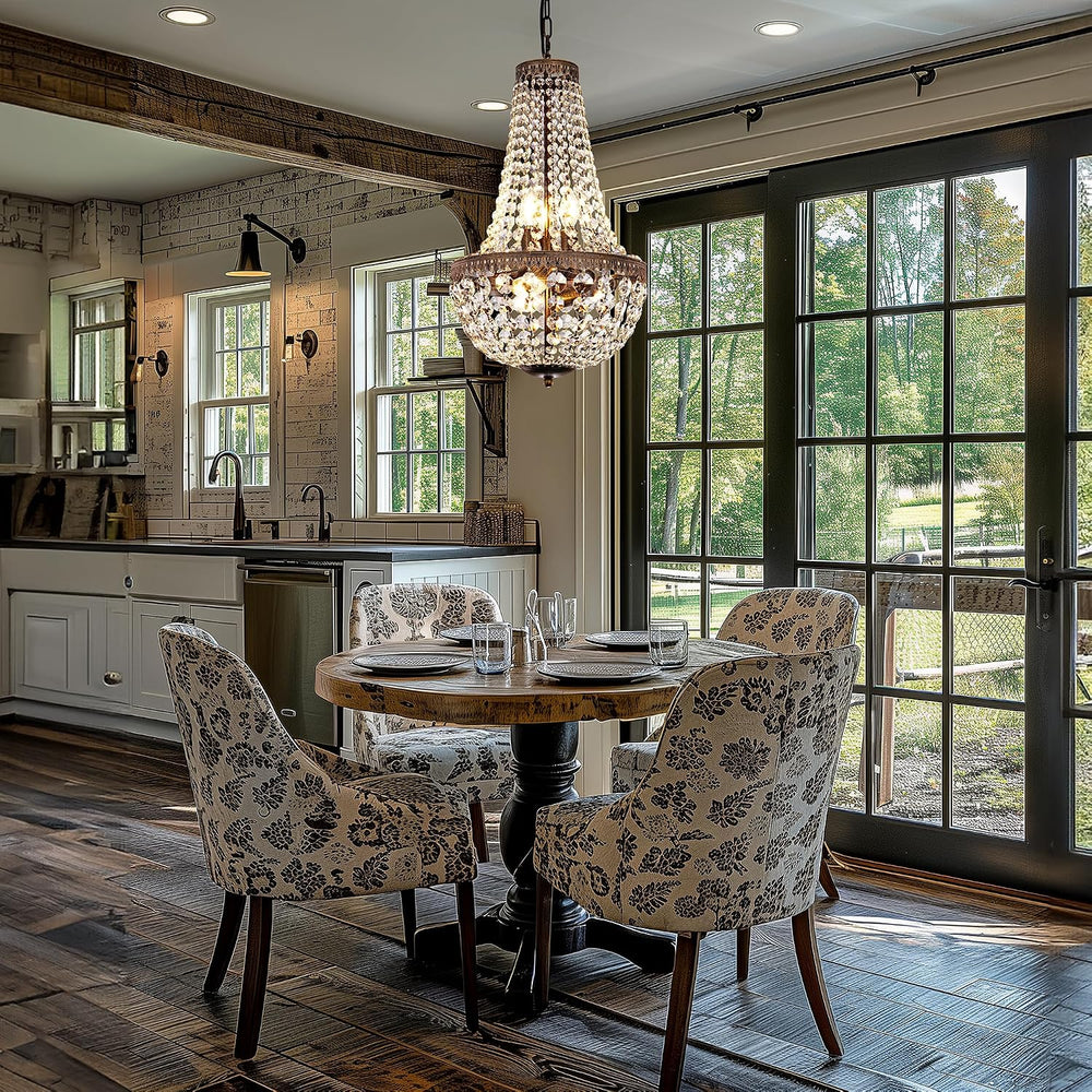 Wellmet 6 Lights French Empire Crystal Chandelier 13 Inch Farmhouse Chandelie...