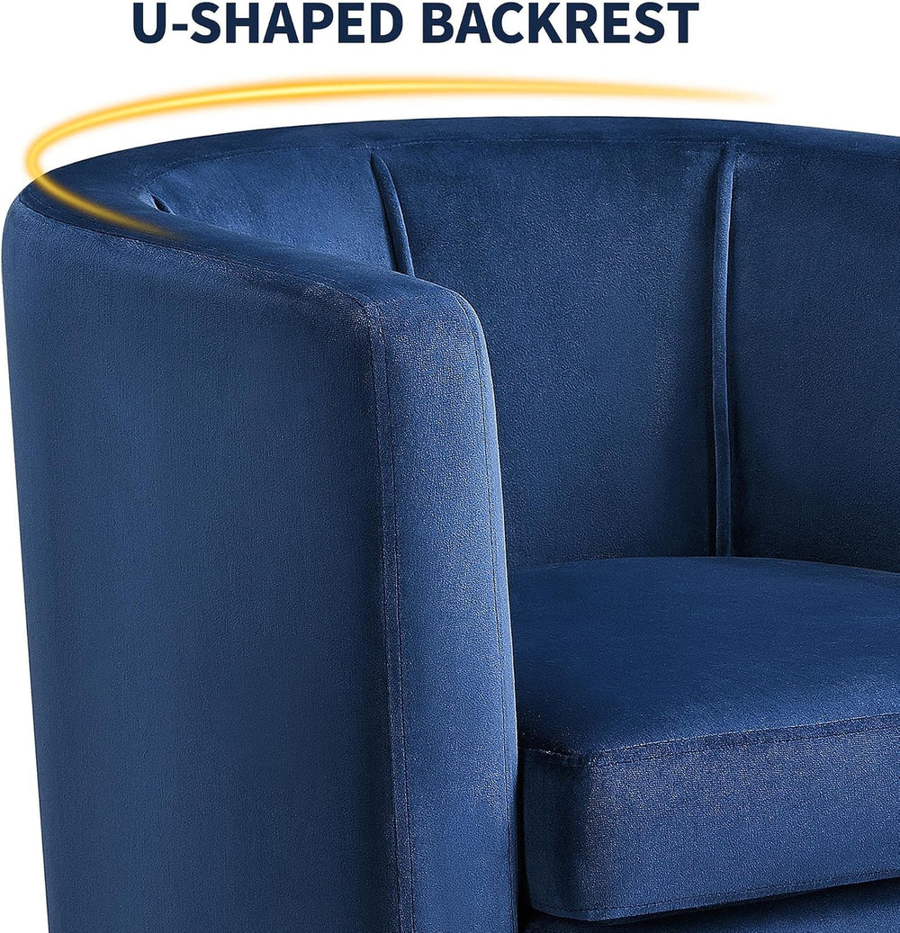 Yaheetech Barrel Accent Chair, Upholstered Modern Armchair, Blue