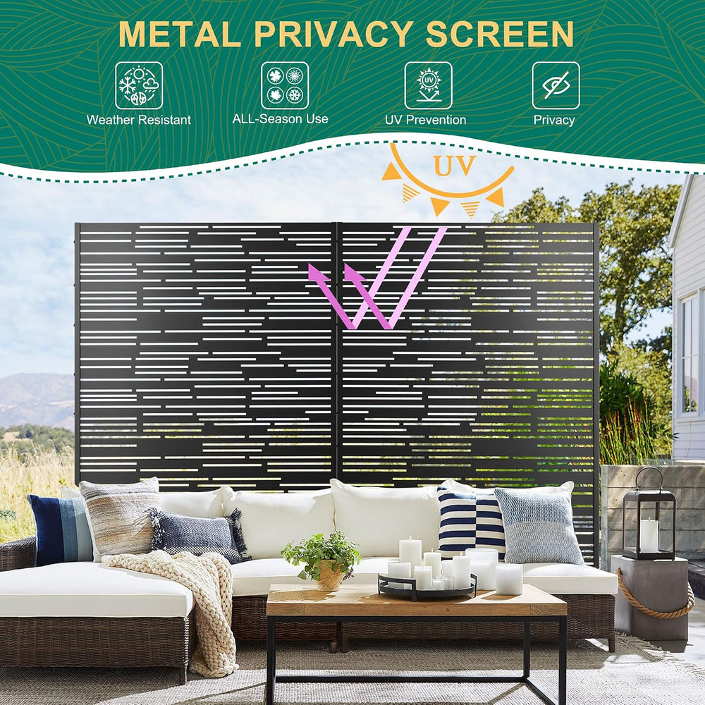 72" H×47" W Metal Privacy Screen Outdoor Privacy Screen Freestandin...