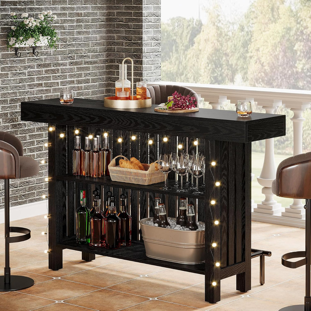 Tribesigns 63" Large Bar Table, Black Counter Height Table with Footrest