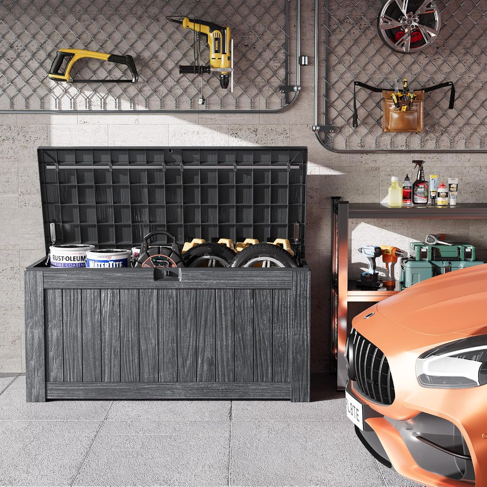 Greesum Outdoor Storage Box 120 Gallon Storage Bin with Lid for Patio Furnitu...