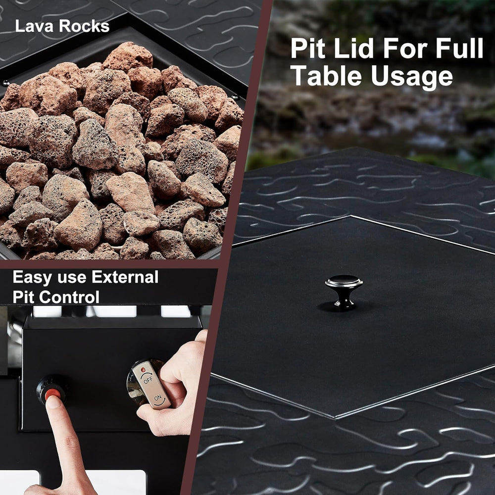 VECELO Propane Fire Pit, 30 Inch Outdoor Gas Fire Table, Square Firepit