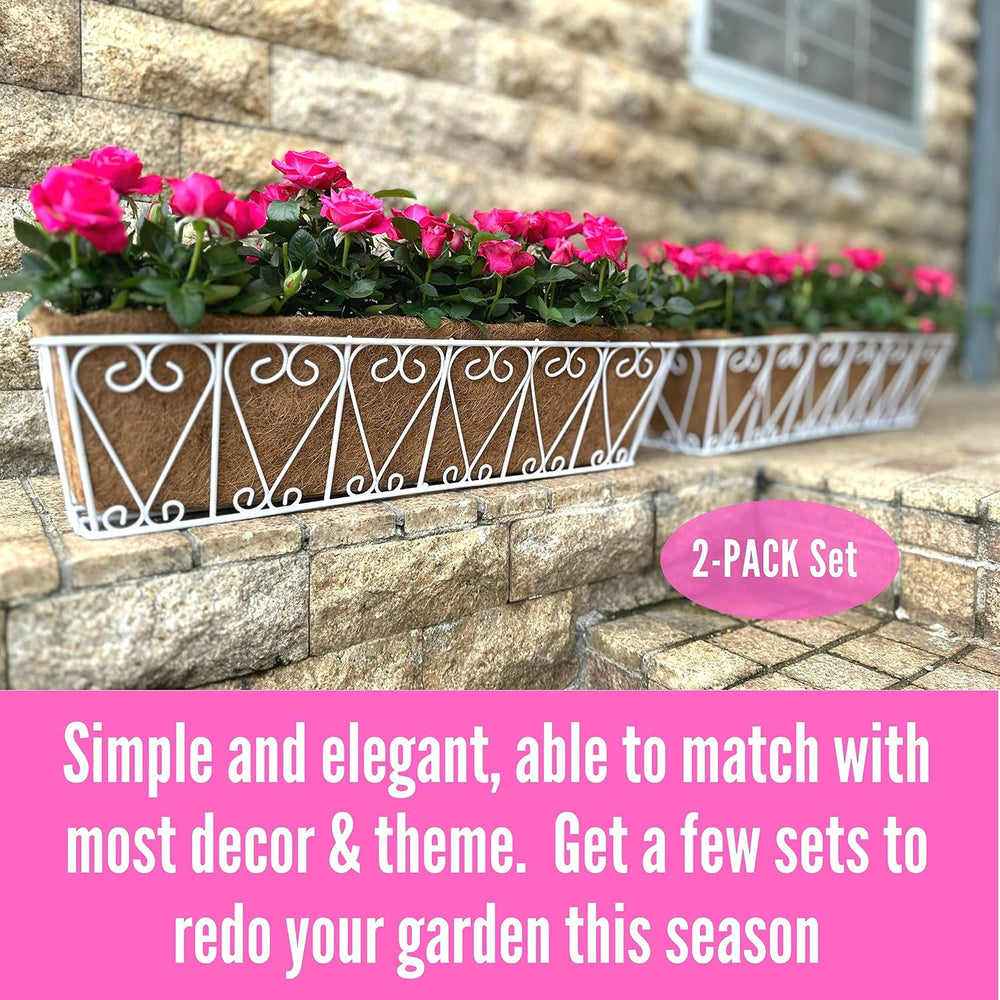 LaLaGreen Wall Hanging Planter - 2 Pack, 30 Inch Deck Railing Planter, Window...