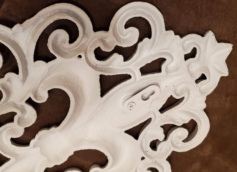 Lulu Decor, Cast Iron 14" Fleur De Lis Decoration Plaque (Antique White)