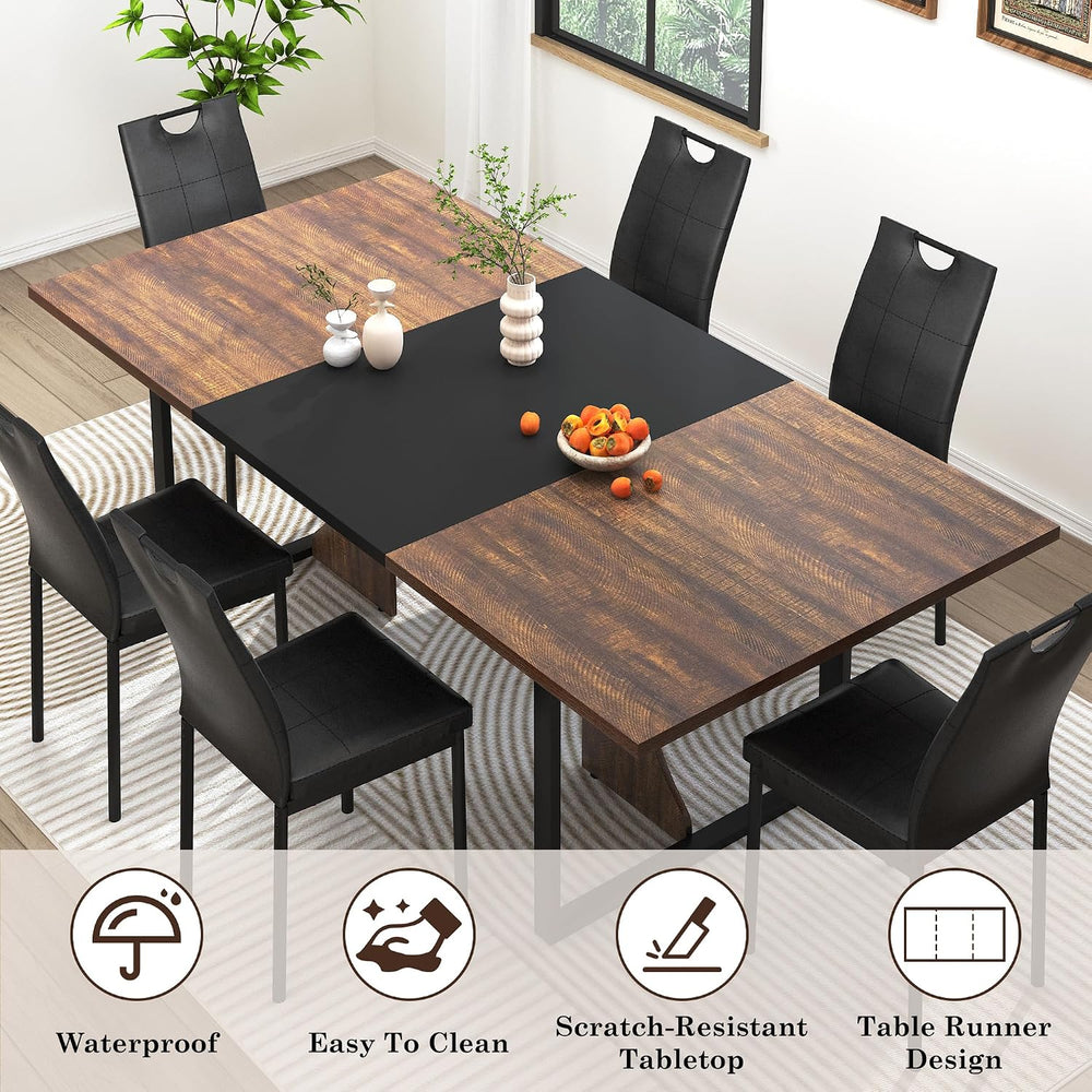 chartustriable 7PCS Dining Table Set with 6 Chairs for 4 5 6 People, 71"...