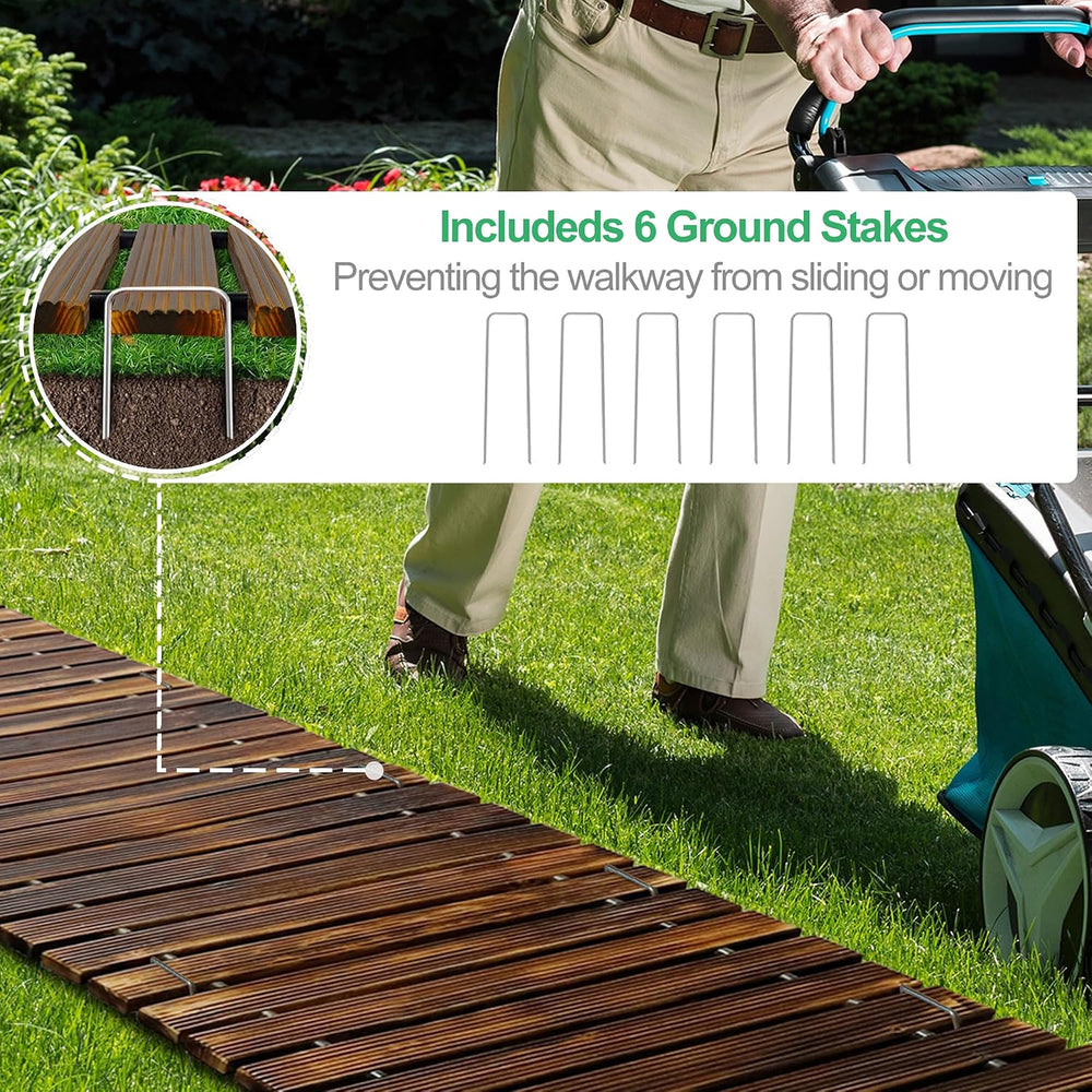 RELIANCER 6' Wooden Garden Pathway,Outdoor Roll Out Cedar Curved Walkway,...