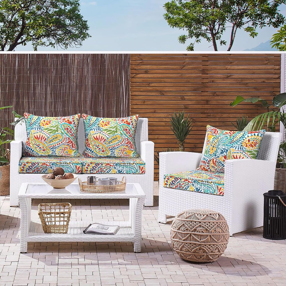 LVTXIII Outdoor Deep Seat Cushion 24"x24"x4" Patio Seat and Ba...