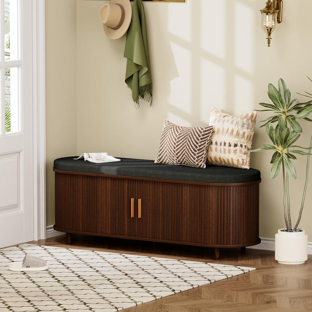 DHH 2-Tier Storage Bench,Wide Shoe Bench with Thickened Padded Seat Cushion, ...