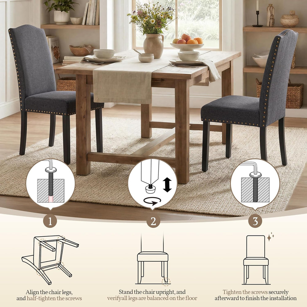 Yaheetech Dining Chairs Set of 2 High Back Parson Chairs Dark Gray