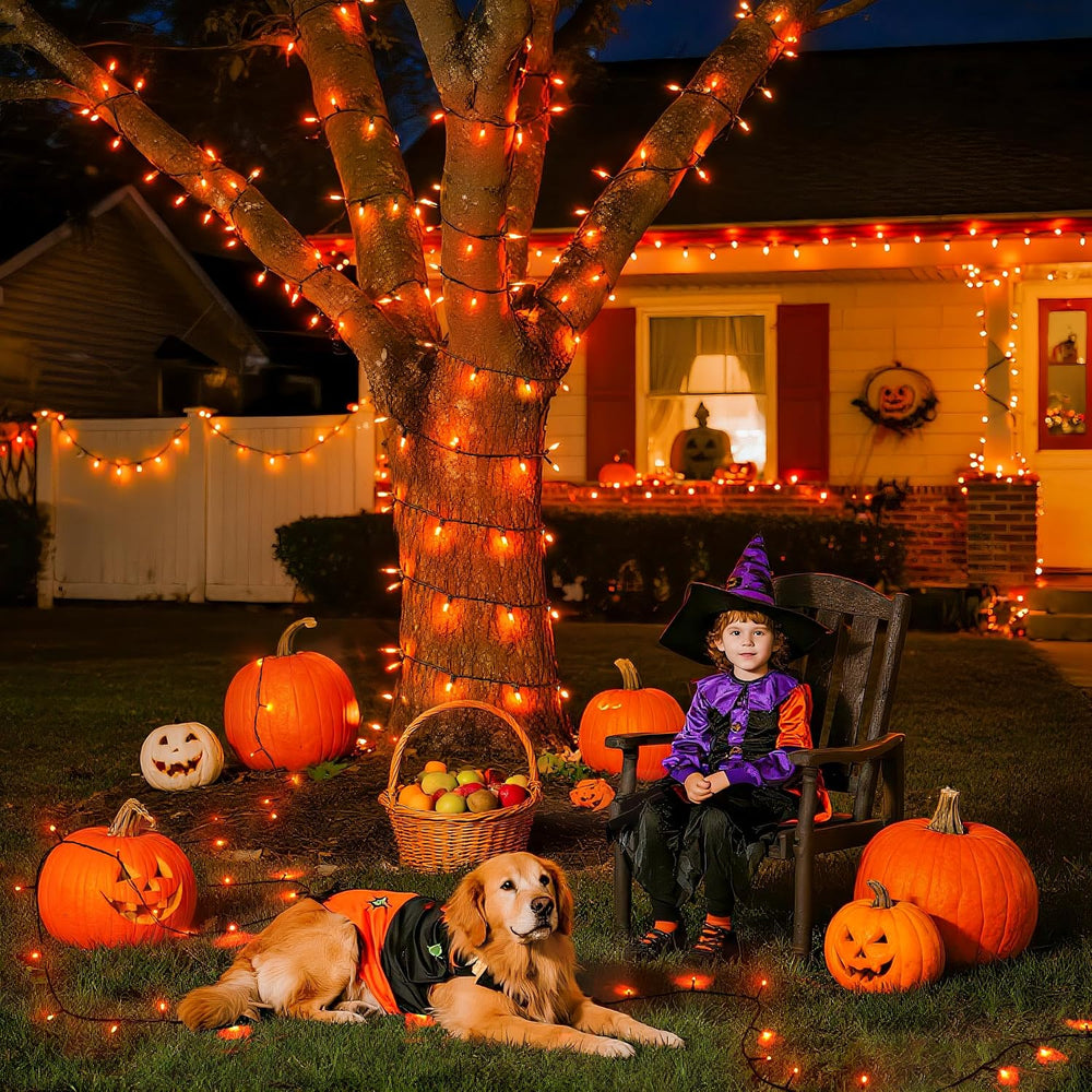 JMEXSUSS 500 LED Halloween Lights Outdoor, Orange String Lights Plug in