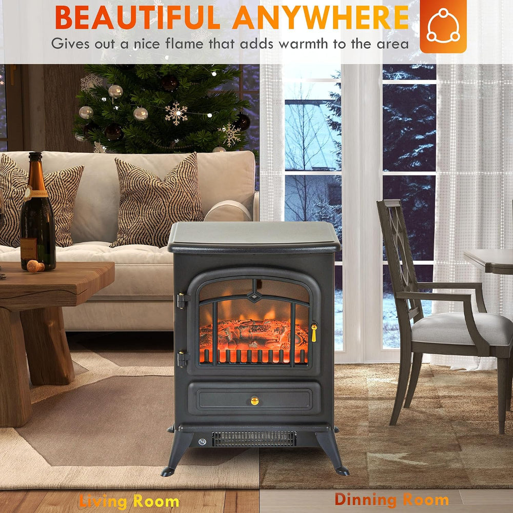 HOMCOM 22" Electric Fireplace Heater Stove 725W/1450W Black
