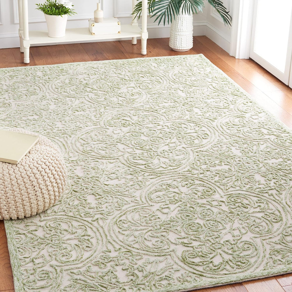 SAFAVIEH Trace Collection Accent Rug - 3' x 5', Ivory & Green, Ha...