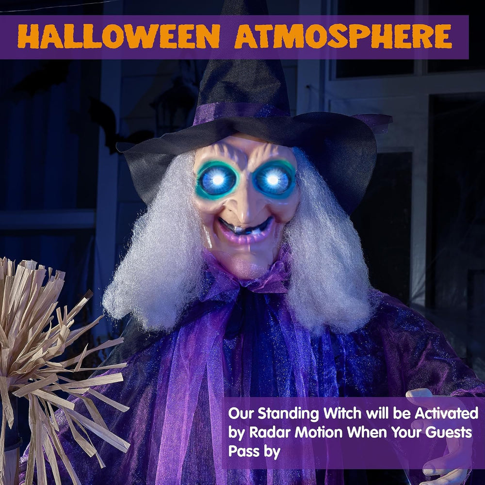 JOYIN Halloween Decorations Witch Life Size Animated with LED Eyes and Creepy...
