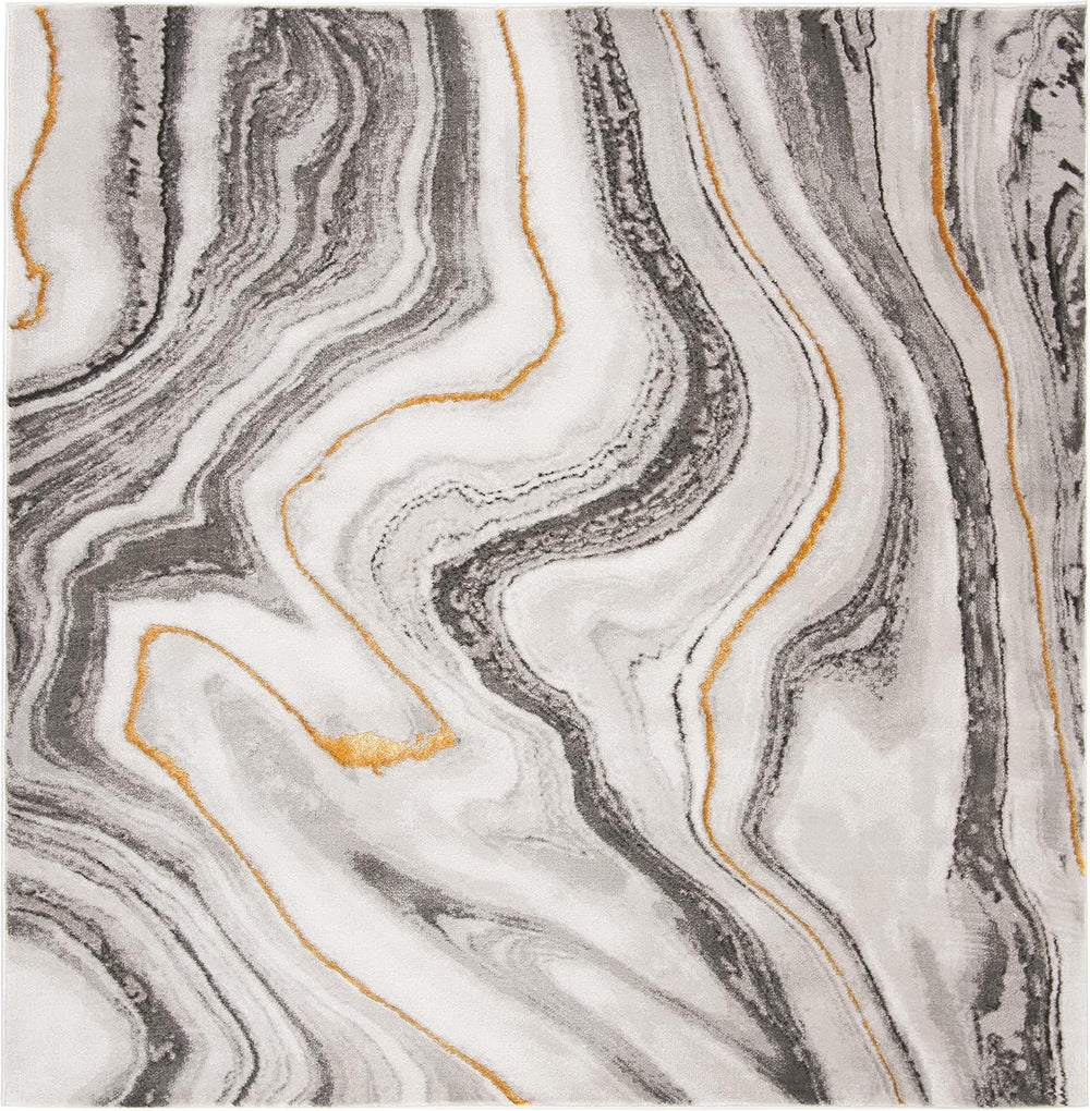 SAFAVIEH Craft Collection Area Rug - 11' Square, Grey & Gold, Modern ...