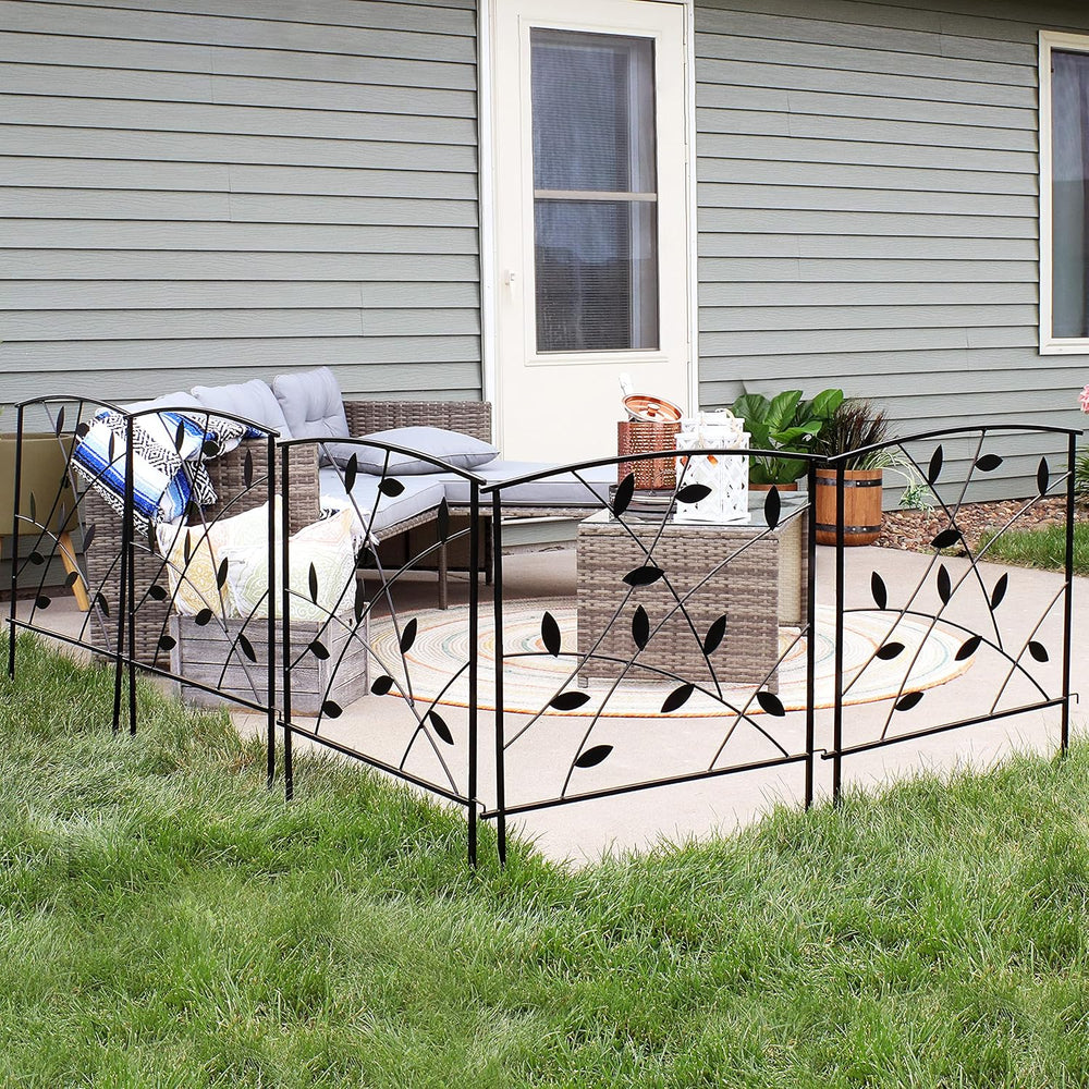 Sunnydaze No Dig Decorative Garden Fence Border, 5 Panels, 10' Total, Black