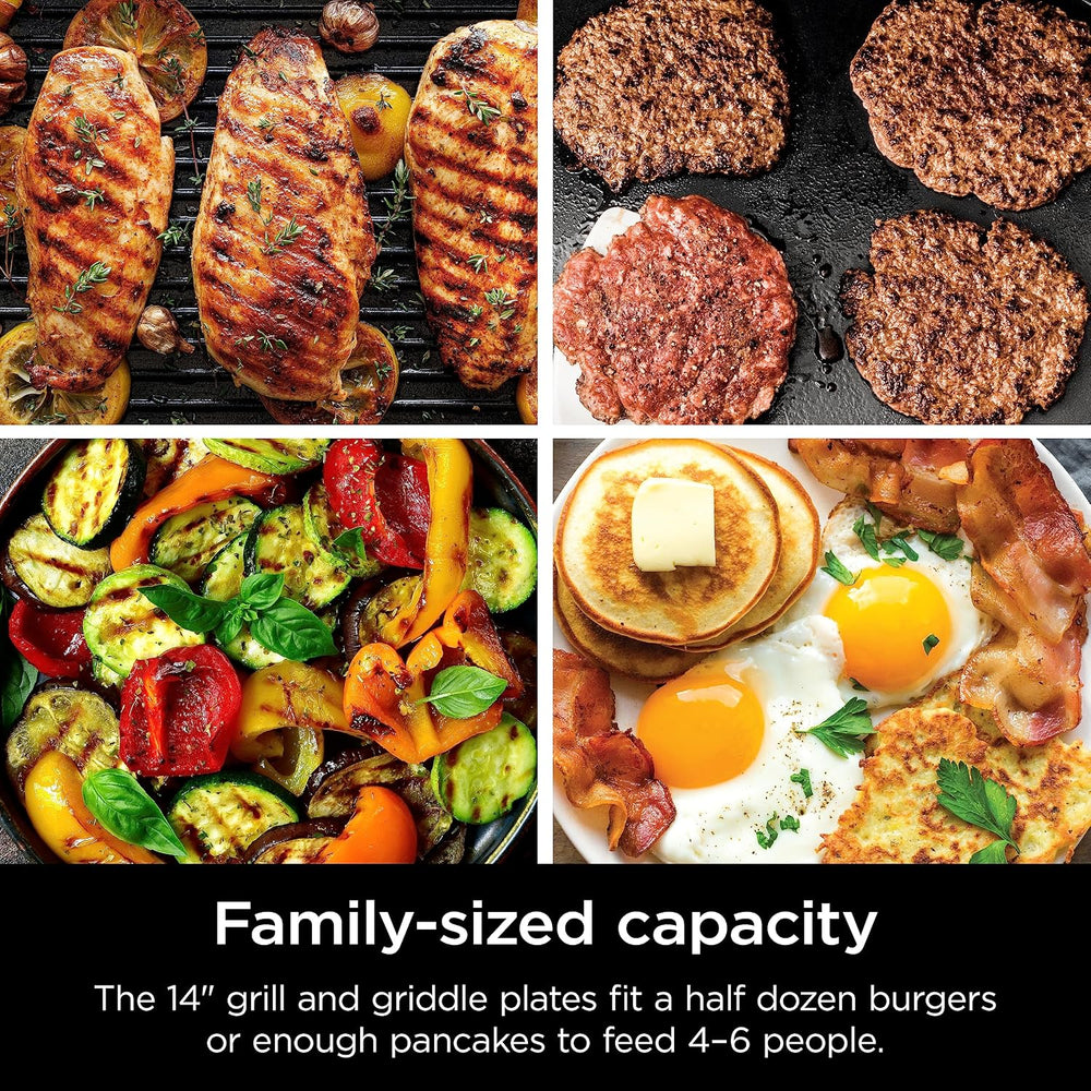 Ninja® Sizzle™ Indoor Grill & Griddle, 14'', 500°F, Grey/Silver, ...