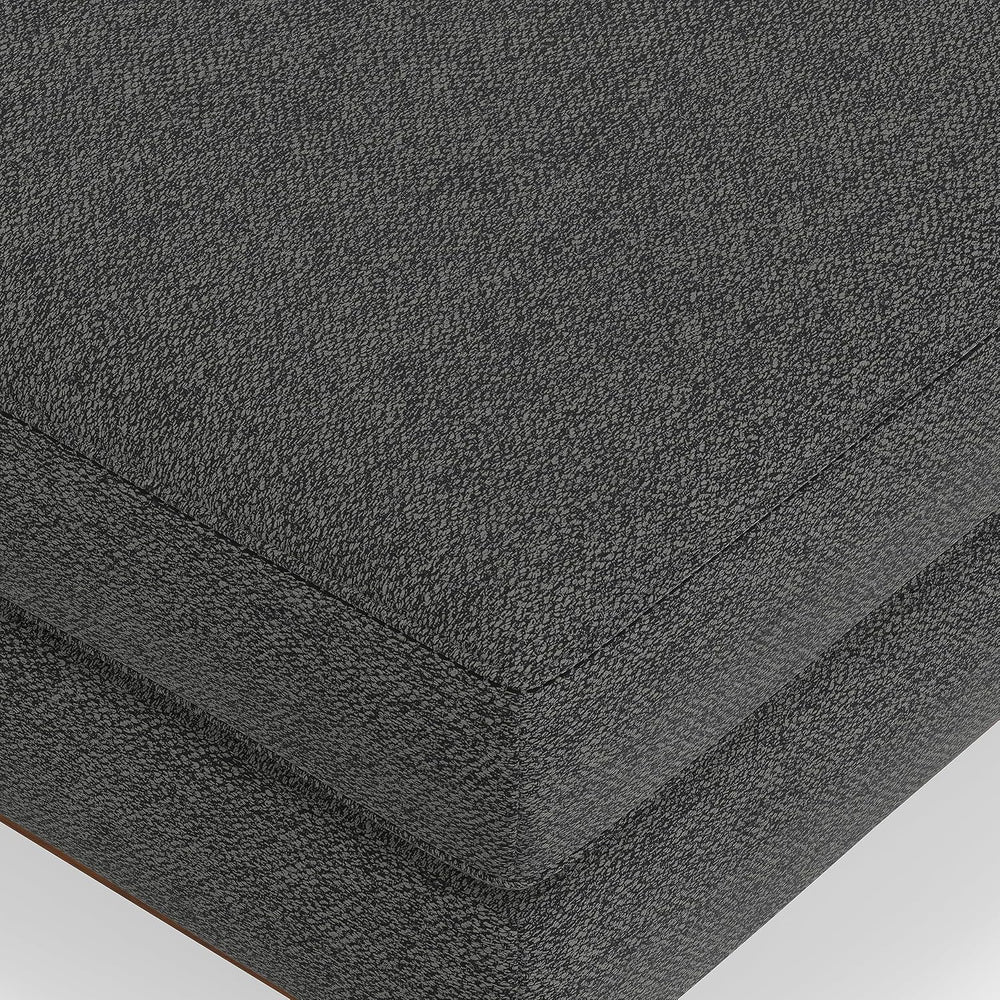 SIMPLIHOME Morrison 49" Wide Woven-Blend Fabric Ottoman in Charcoal Grey