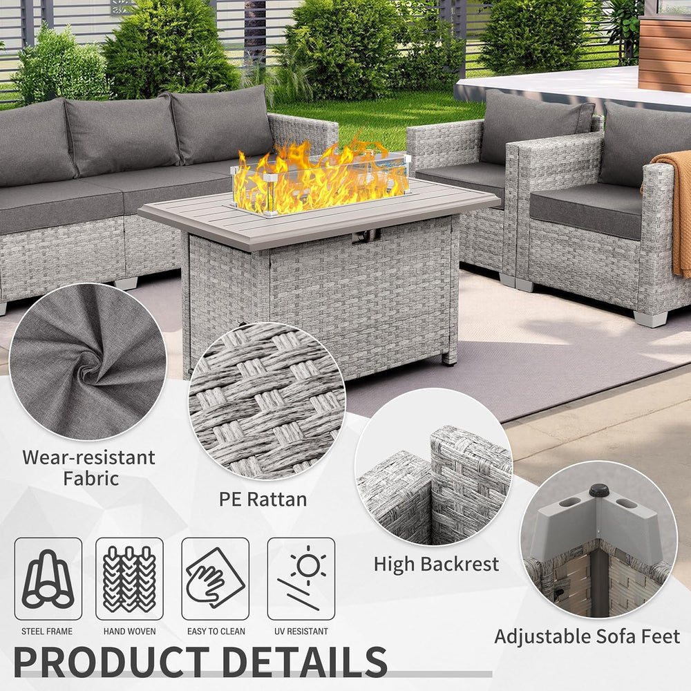 WAROOM Patio Furniture Set 4 Piece Outdoor Wicker Conversation Sets PE Rattan...