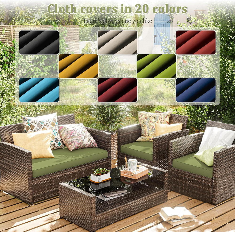 3 Pcs Outdoor Cushion Covers, Patio Cushion Covers Replacement Fit for 4-Seat...