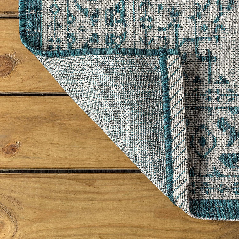 JONATHAN Y Medallion Weave Indoor Outdoor Area Rug 8X10 Teal Blue/Gray, Sinju...