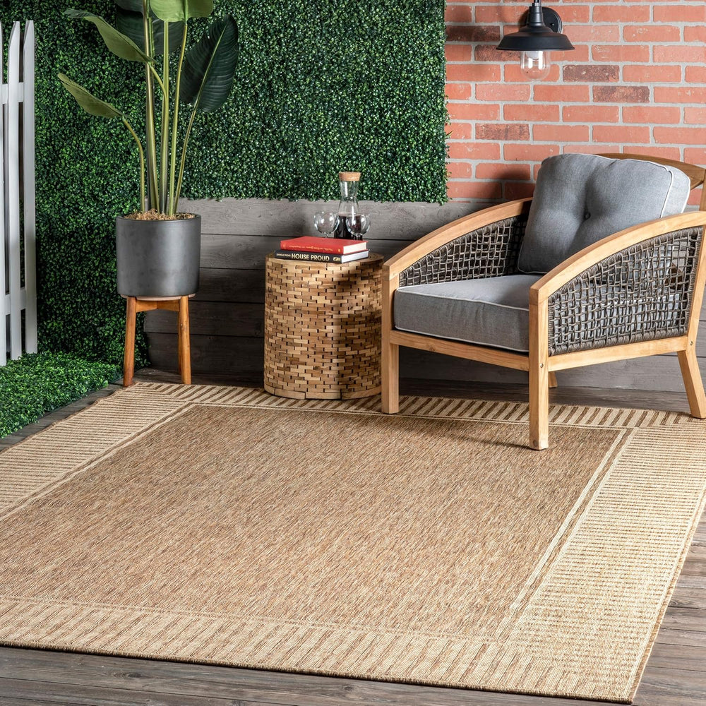 Nuloom Asha Light Brown Bordered Indoor/Outdoor Area Rug, 4' x 6'