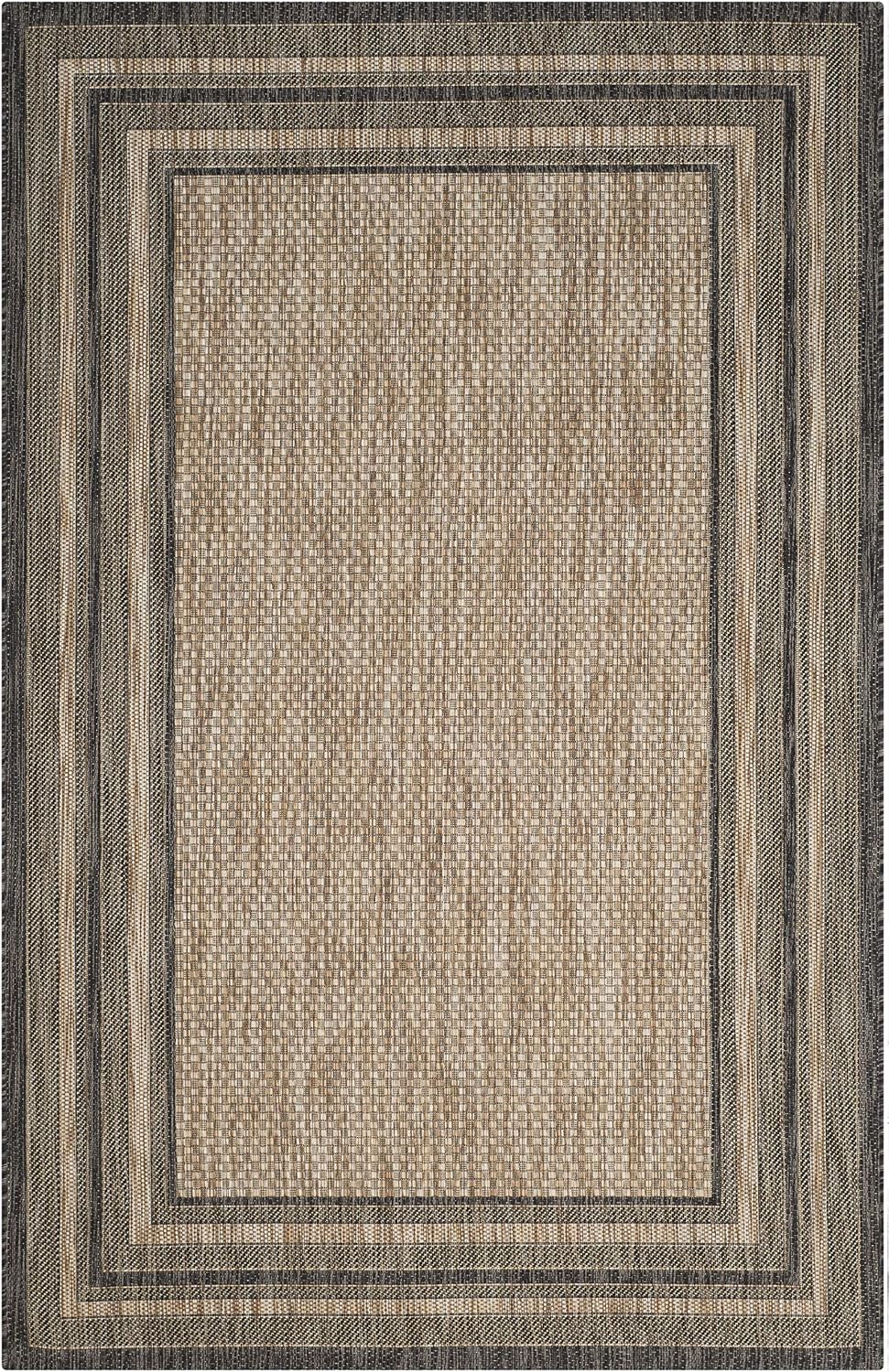 SAFAVIEH Courtyard Collection 4' x 5'7" Natural / Black CY8475 I...