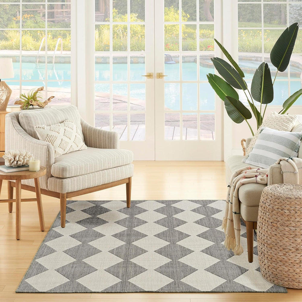 Nourison Home Positano Charcoal 4' x 6' Area Rug - Easy Clean, Non Sh...
