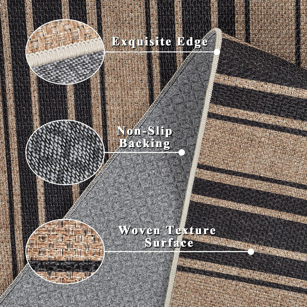 Zeeinx Striped Easy Jute Rug 8x10 Outdoor Rug Neutral Patio Rug
