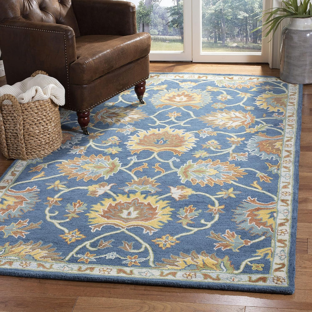 SAFAVIEH Heritage Collection Area Rug - 10' x 14', Navy, Handmade Tra...