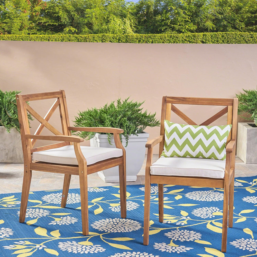 Christopher Knight Home Peter | Outdoor Acacia Wood Dining Chair Set of 2, Te...