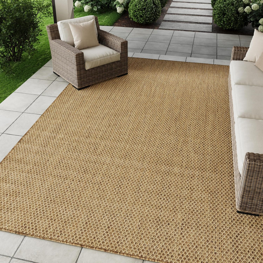 Nourison Home Courtyard Indoor Outdoor Area Rug, Jute, 8' x 10', Geom...