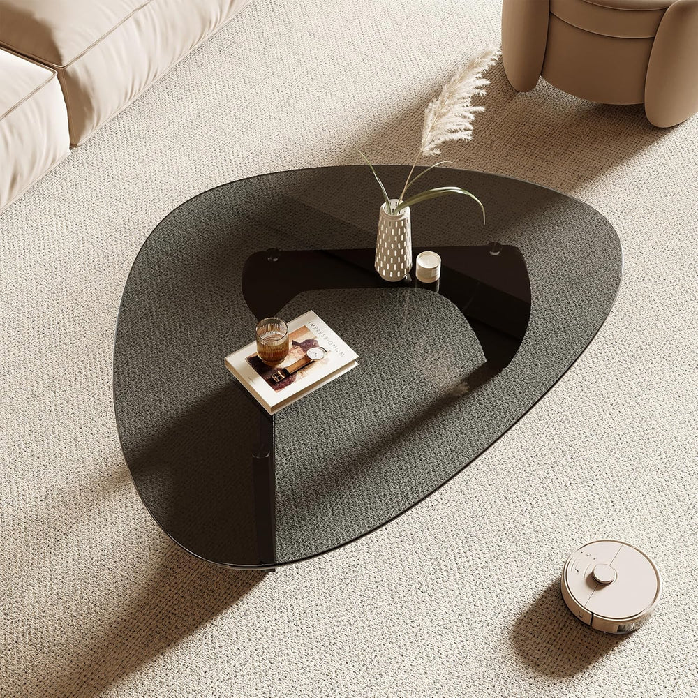 Honyee Morden Coffee Table, 42.5" x 28.5" x 16.1" Triangle Tem...