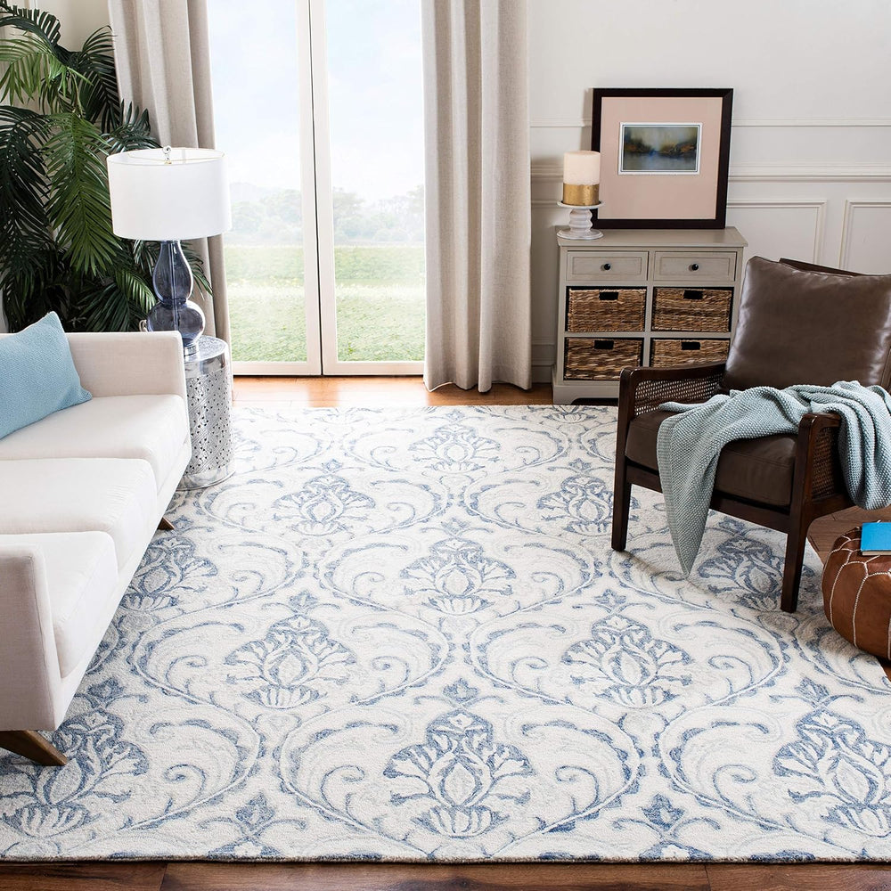 SAFAVIEH Micro-Loop Collection 10' x 14' IvoryBlue MLP532A Handmade P...