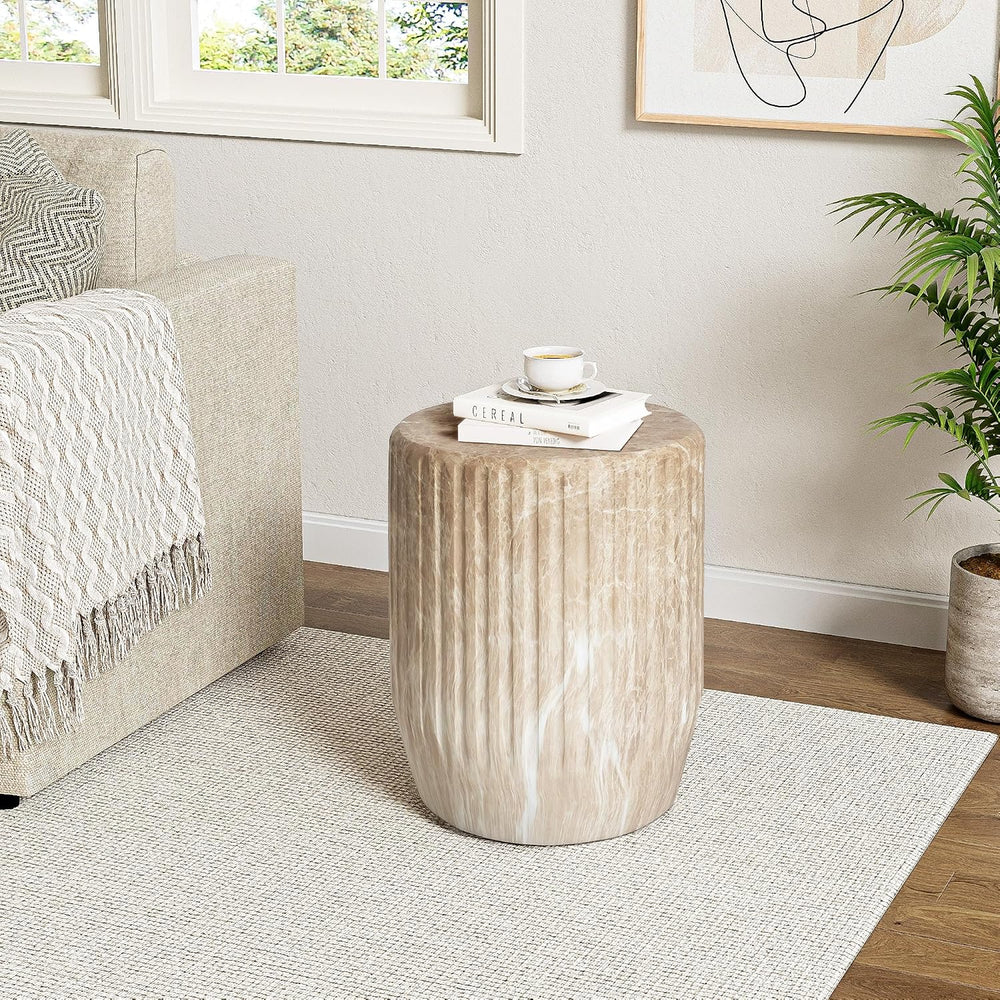 Christopher Knight Home Jayme Outdoor Cylinder Side Table, Lightweight Concre...