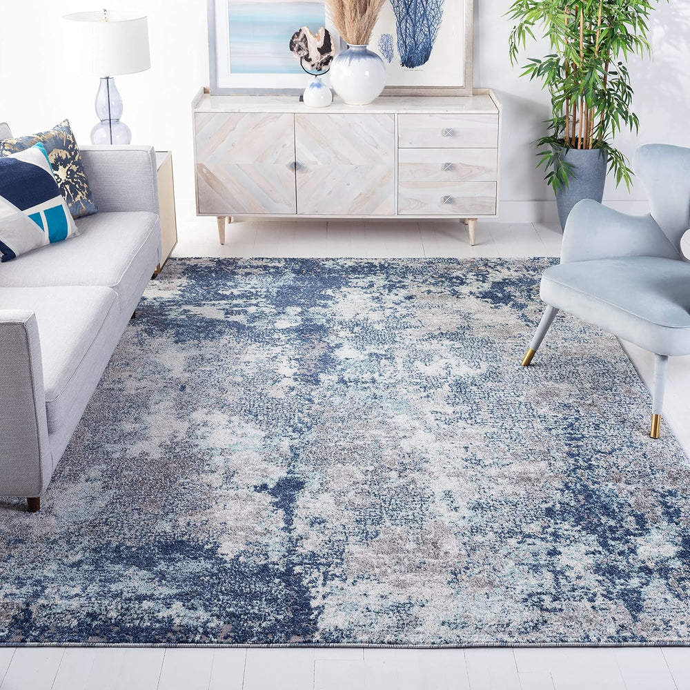 SAFAVIEH Aston Collection Area Rug - 10' x 14', Navy & Grey, Mode...